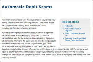 Automatic Debit scams