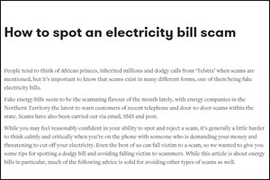 How to spot an electricity bill scam